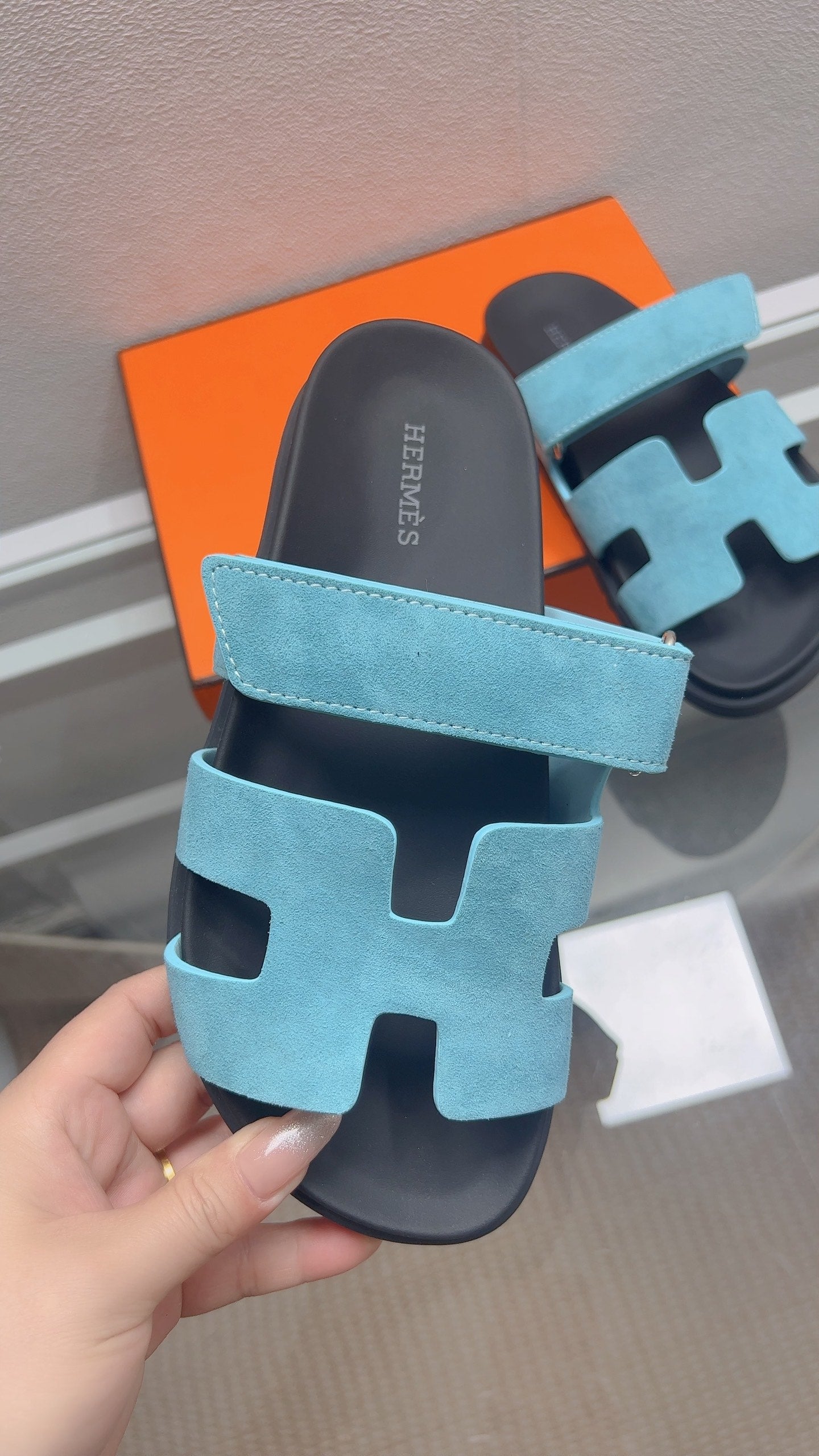 HM Chypre Sandal Sky Blue Suede 827512