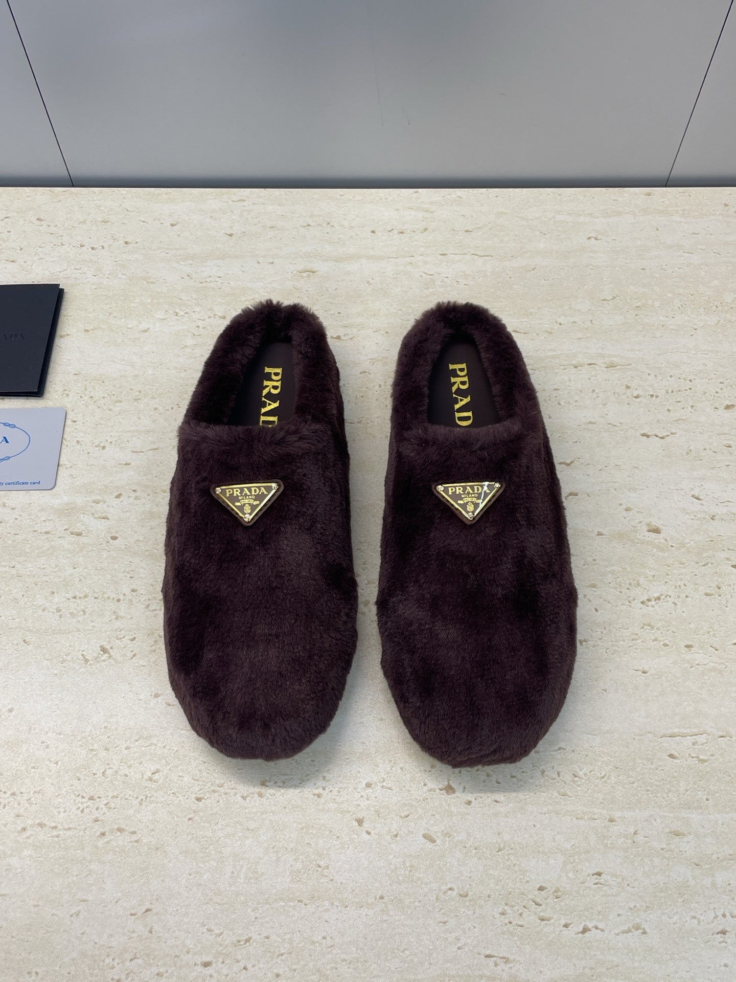 Prada 25s Slide Burgundy Shearing 551885