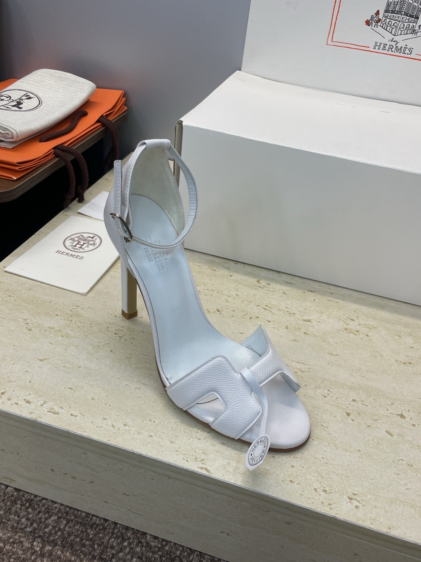 HM 26ss High Heel Sandals 105 White Cowhide 607125