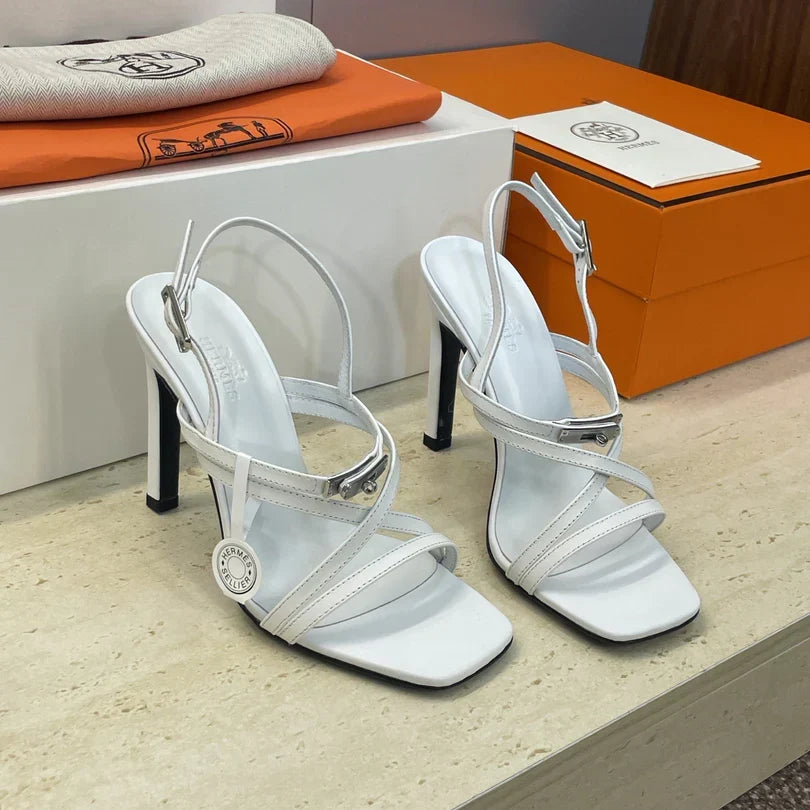 HM 26ss Kelly Silver Buckle Sandals Calfskin