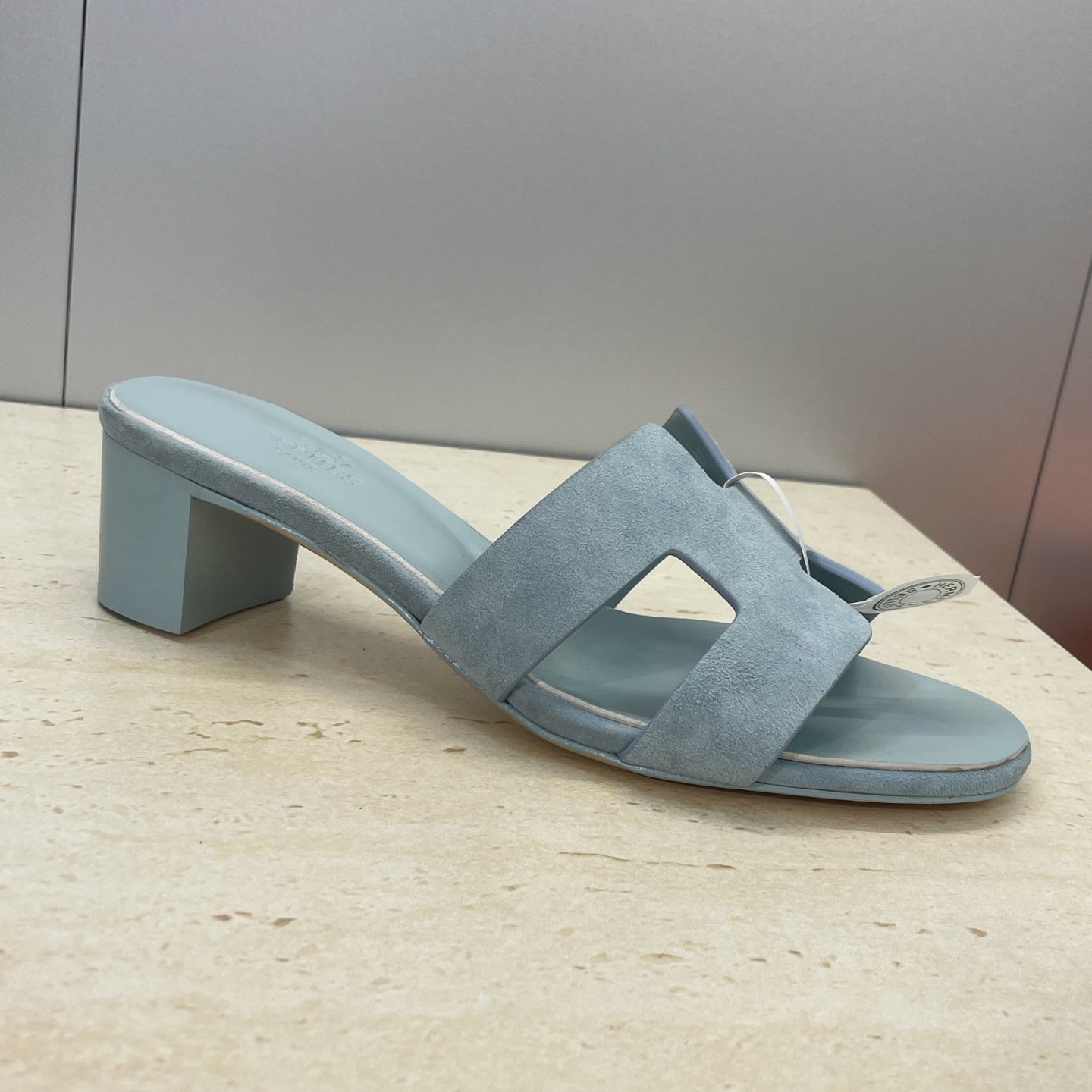 HM 26ss  Oran Sandals 45 Muted Teal Suede Cowhide 607219
