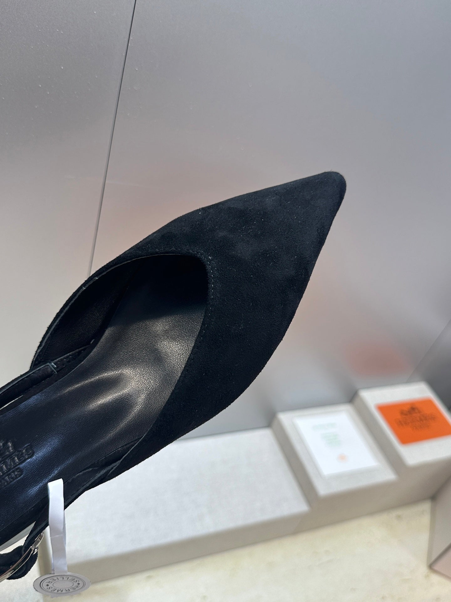 HM Nicoletta Slingback Flat Black Suede 830183