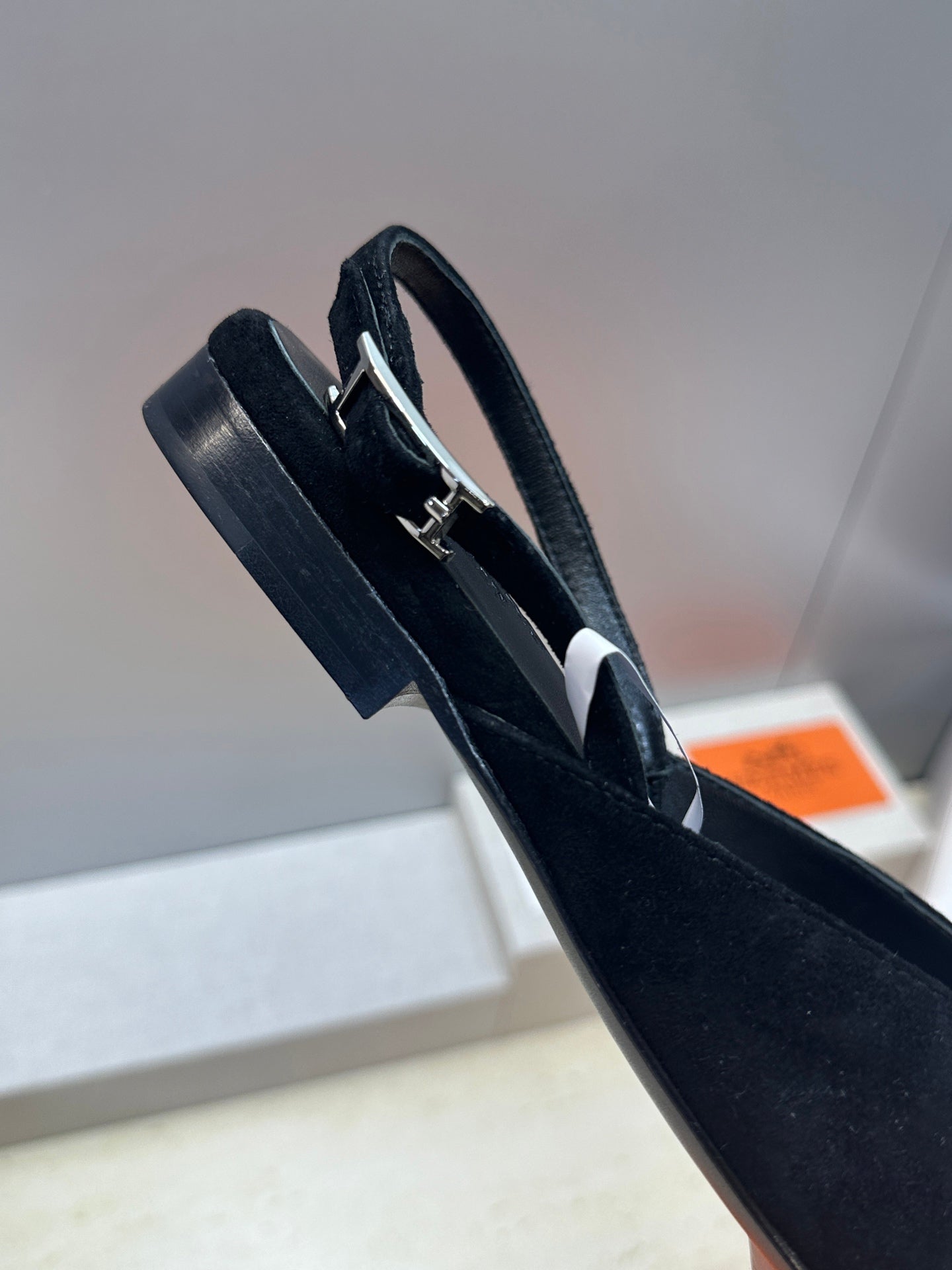 HM Nicoletta Slingback Flat Black Suede 830183