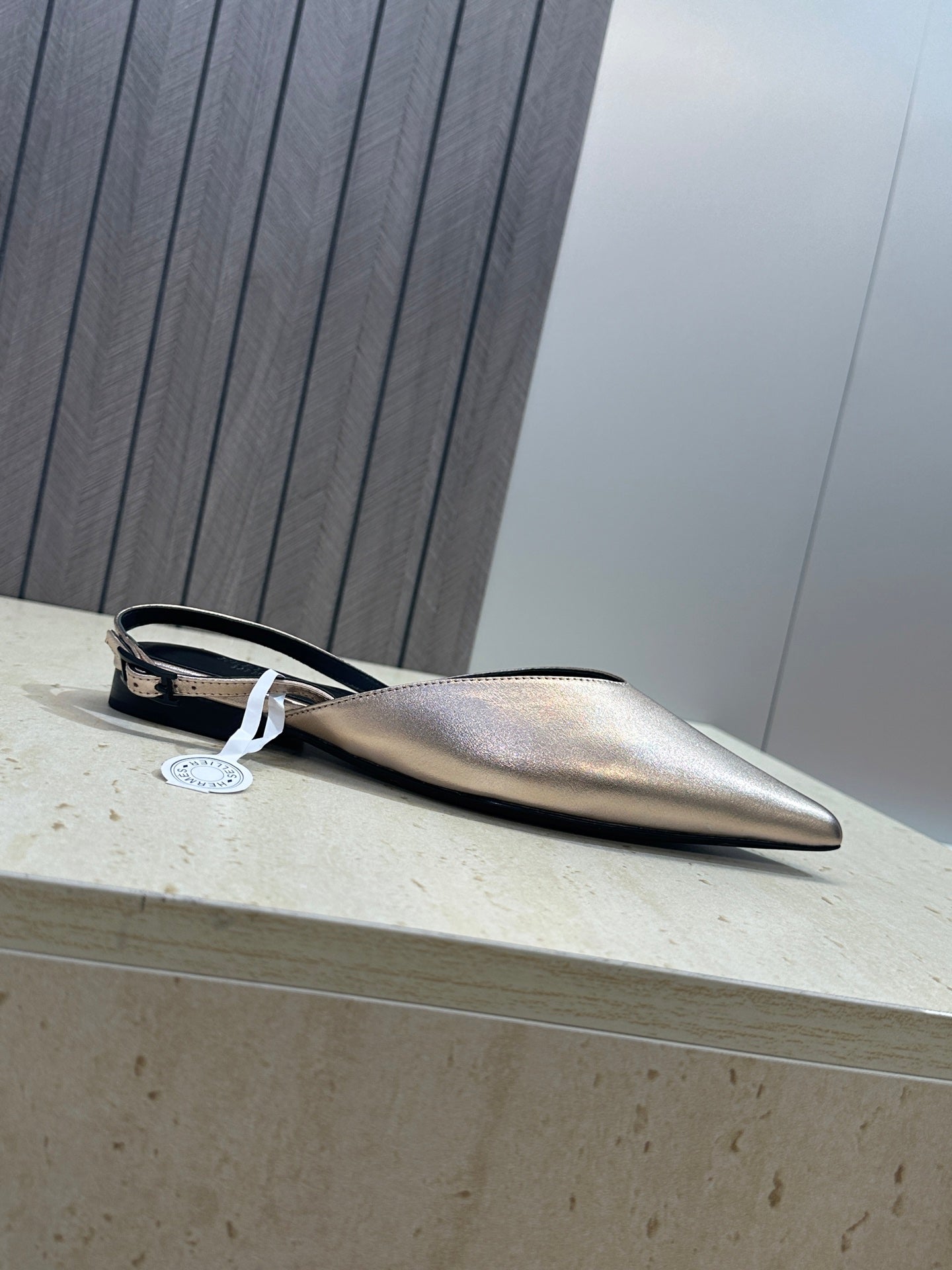 HM Nicoletta Slingback Flat Sliver Calfskin 830184