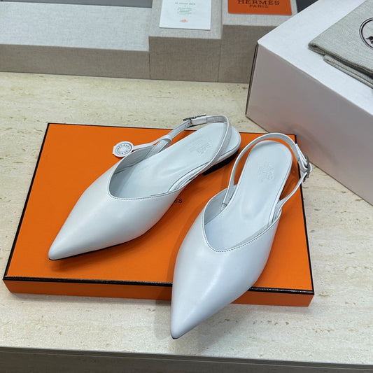 HM Nicoletta Slingback Flat White Calfskin 830186