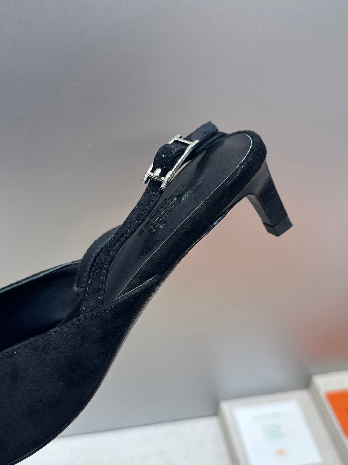 HM Nicoletta Slingback 4cm Black Suede 830189