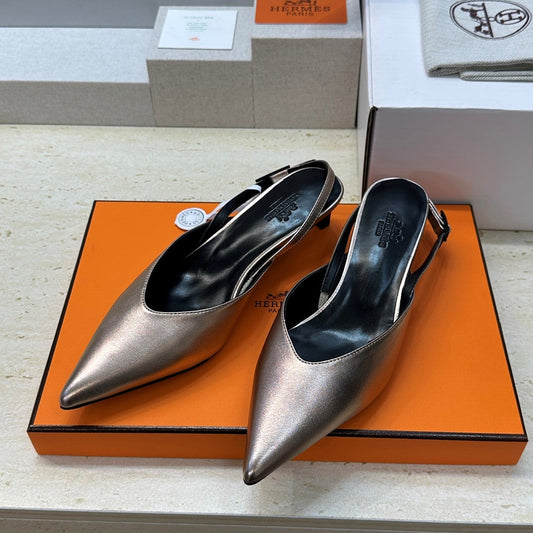 HM Nicoletta Slingback 4cm Sliver Calfskin 830190