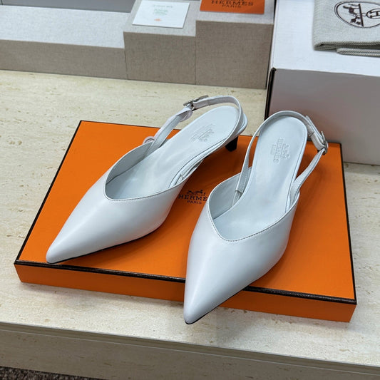 HM Nicoletta Slingback 4cm White Calfskin 830192