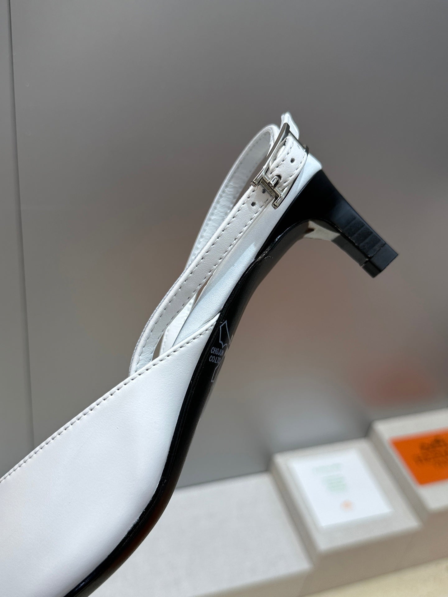 HM Nicoletta Slingback 4cm White Calfskin 830192