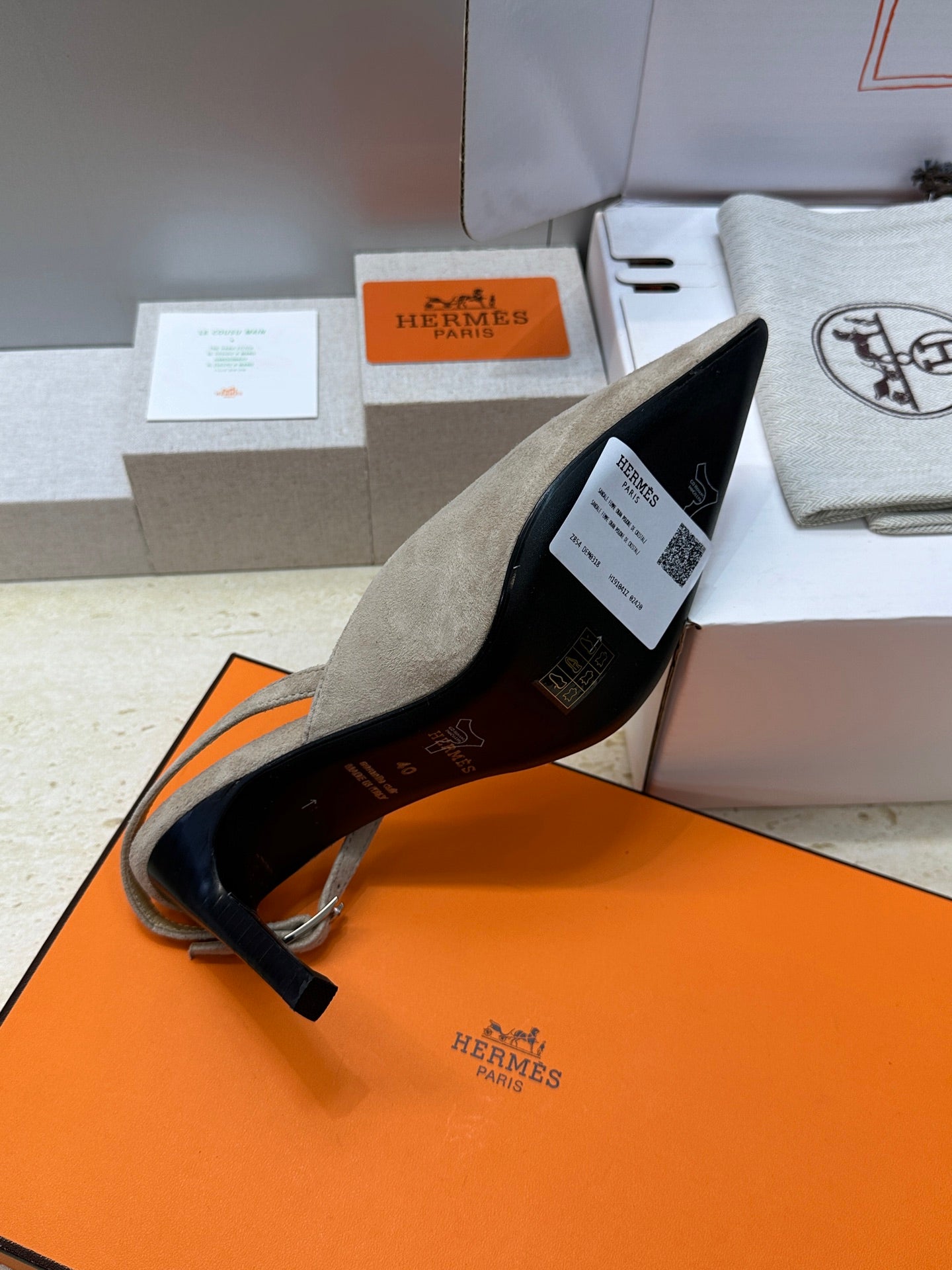 HM Nicoletta Slingback 9cm Khahi Suede 830194