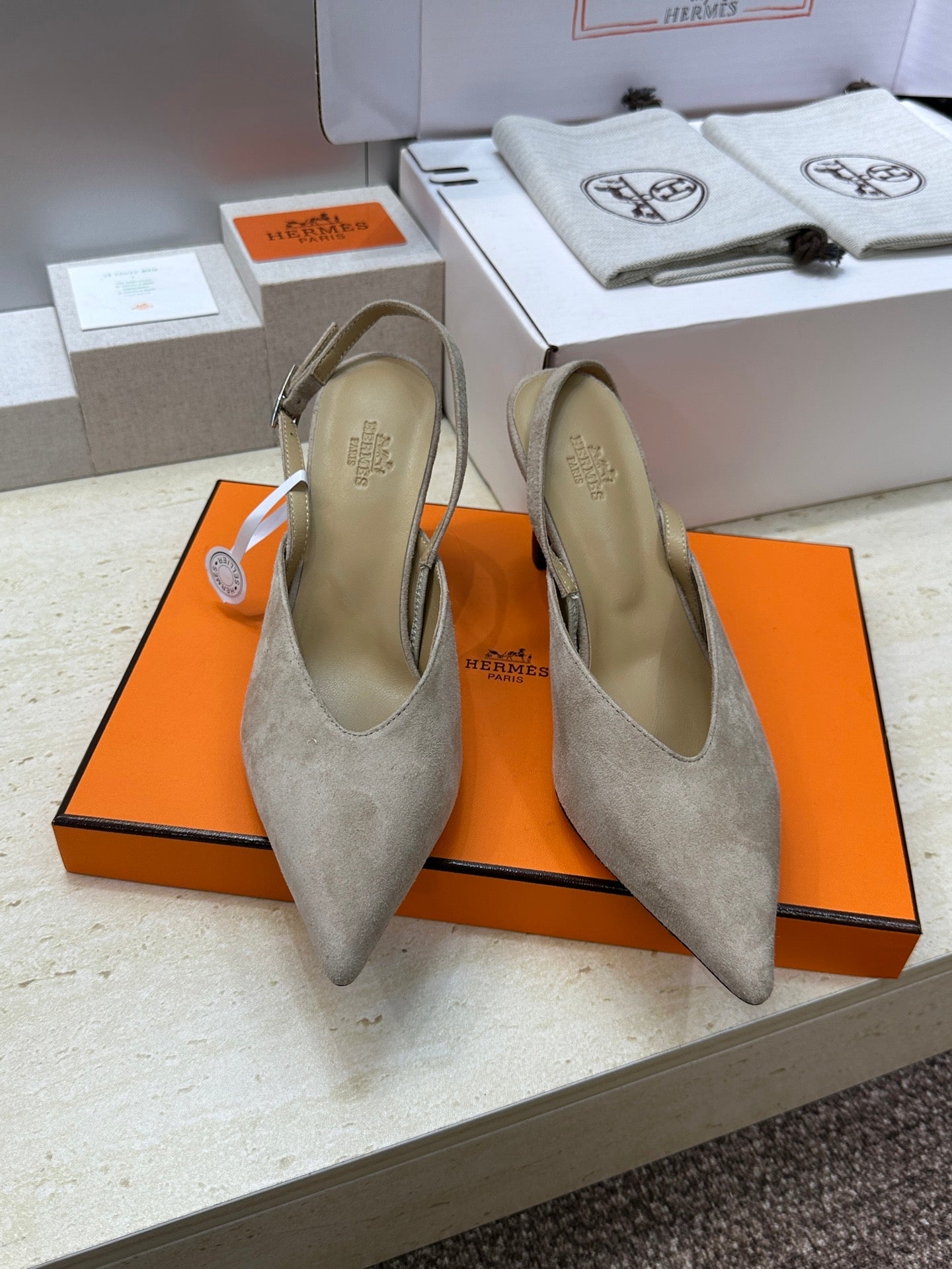 HM Nicoletta Slingback 9cm Khahi Suede 830194