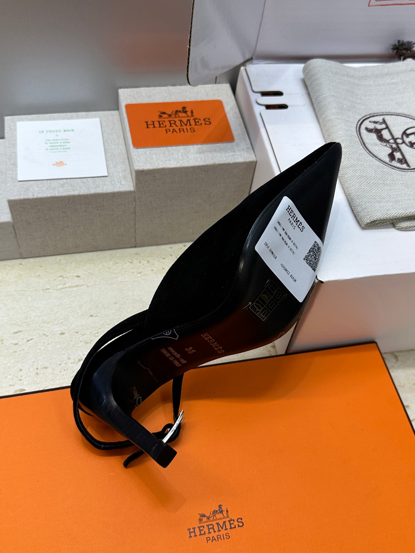 HM Nicoletta Slingback 9cm Black Suede 830195