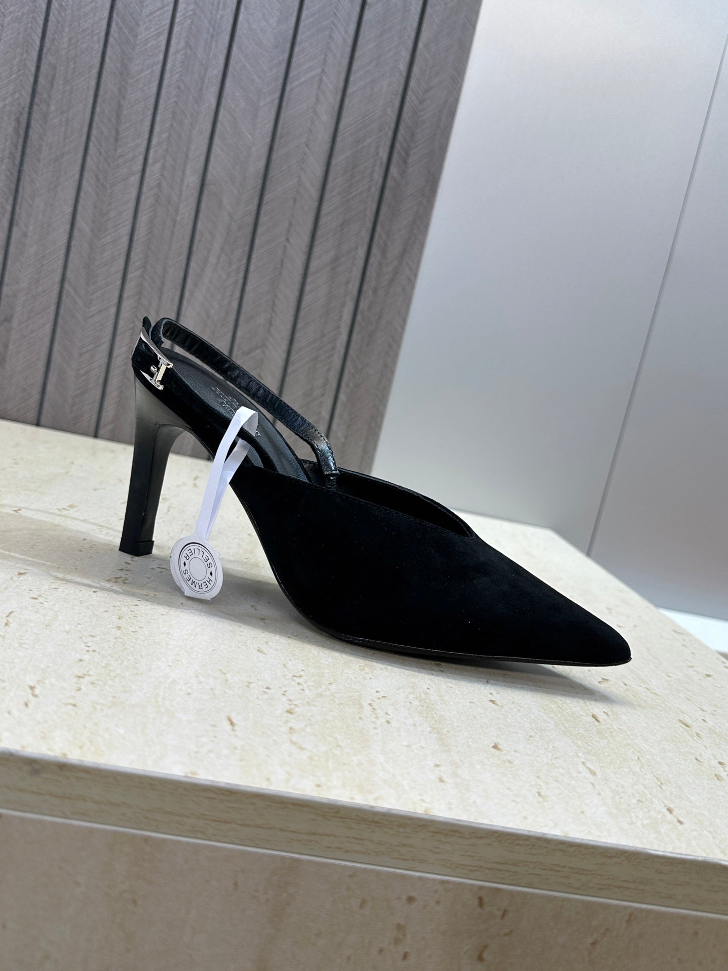 HM Nicoletta Slingback 9cm Black Suede 830195