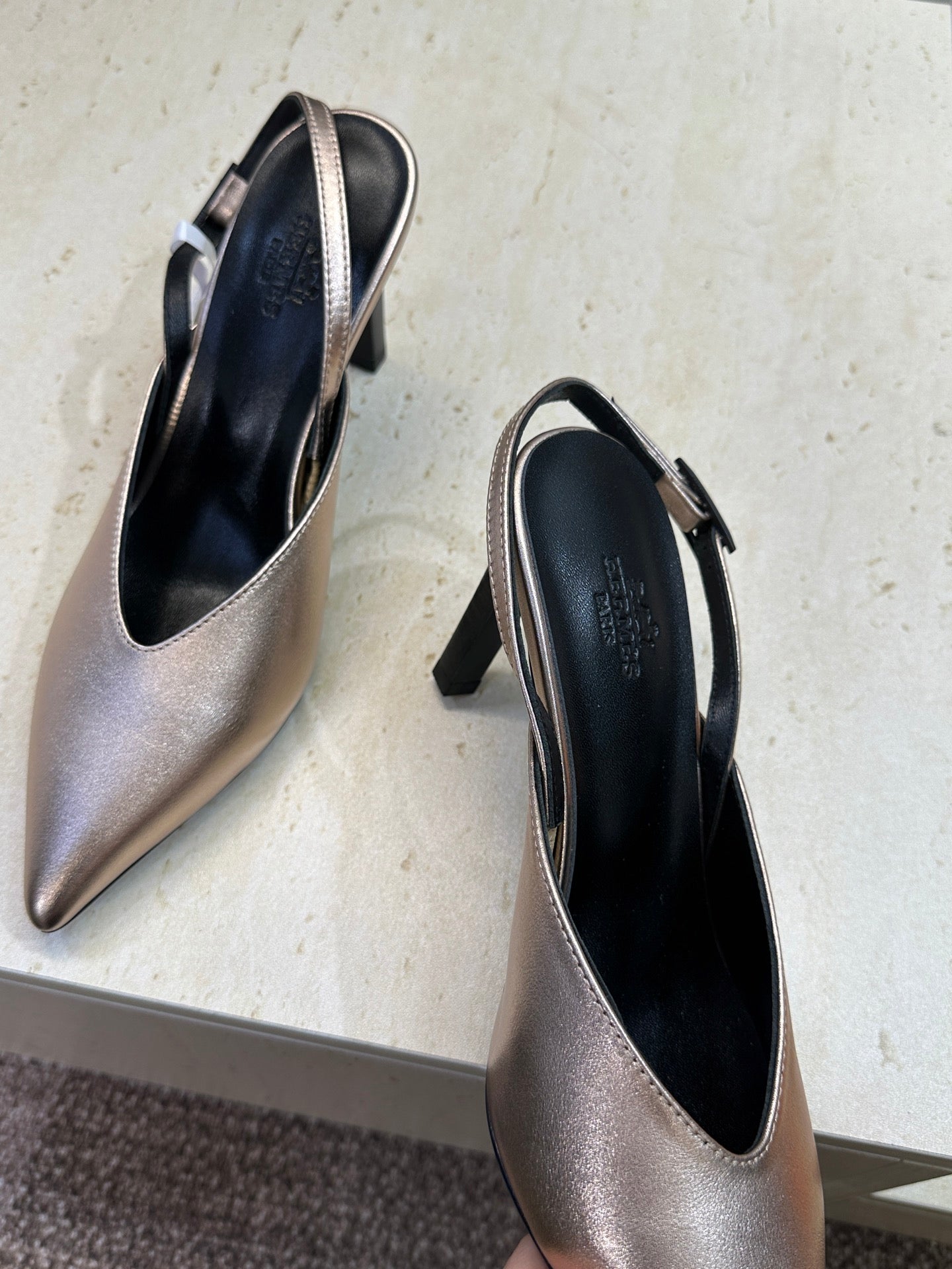 HM Nicoletta Slingback 9cm Sliver Calfskin 830196