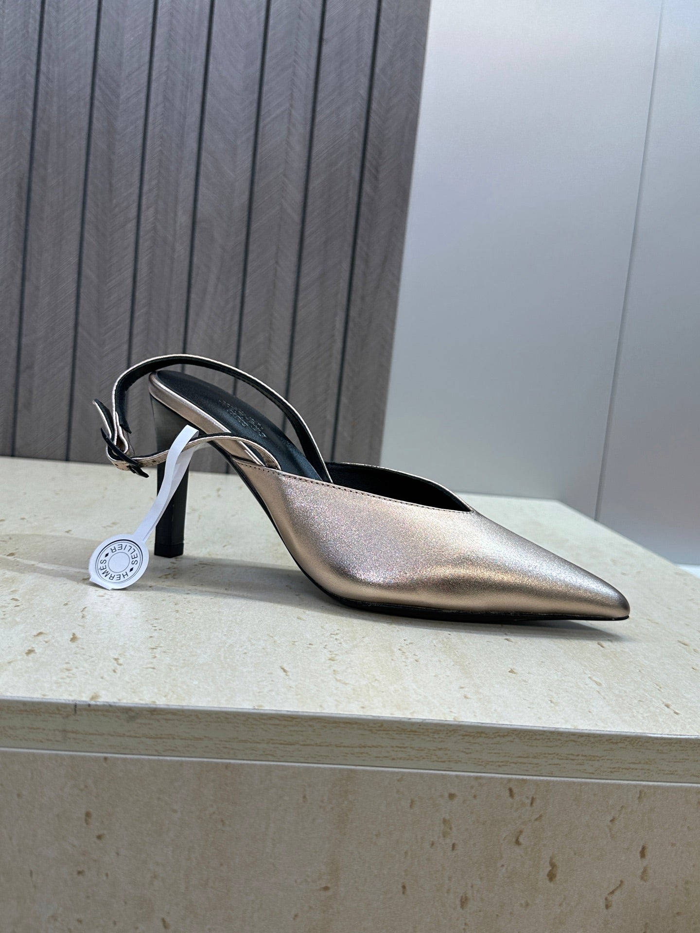 HM Nicoletta Slingback 9cm Sliver Calfskin 830196