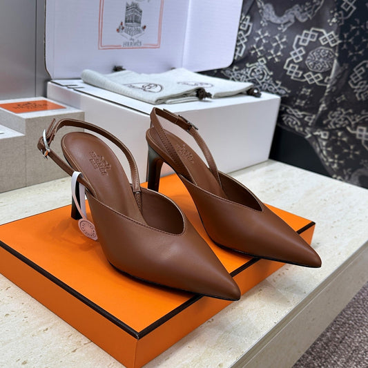 HM Nicoletta Slingback 9cm Brown Calfskin 830197