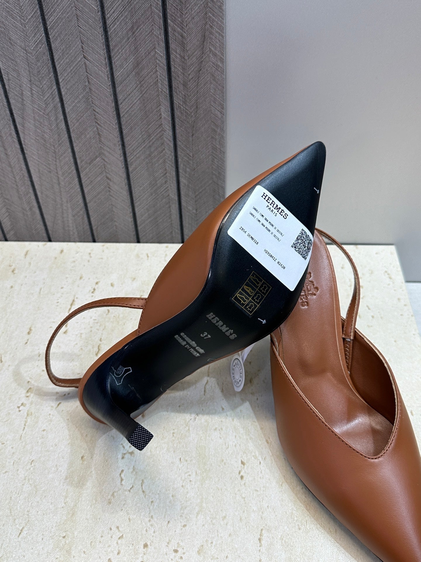 HM Nicoletta Slingback 9cm Brown Calfskin 830197