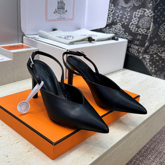 HM Nicoletta Slingback 9cm Black Calfskin 830198