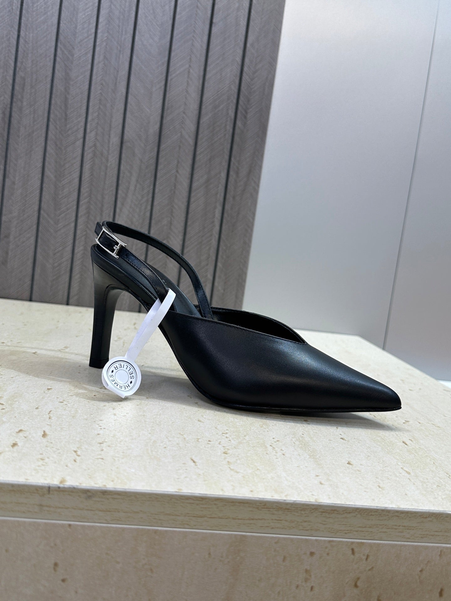 HM Nicoletta Slingback 9cm Black Calfskin 830198