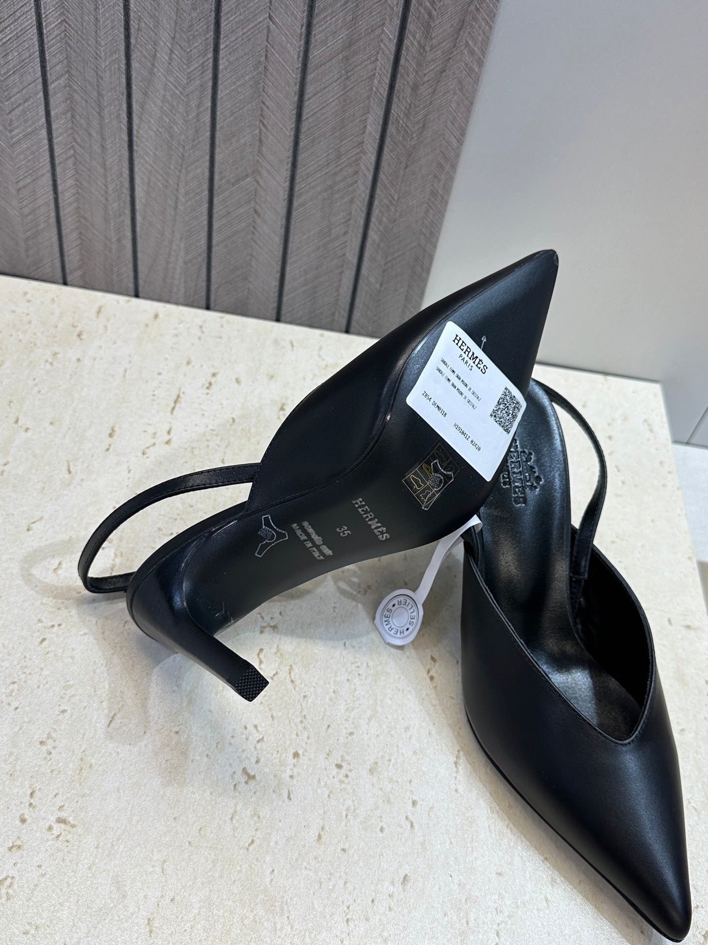 HM Nicoletta Slingback 9cm Black Calfskin 830198