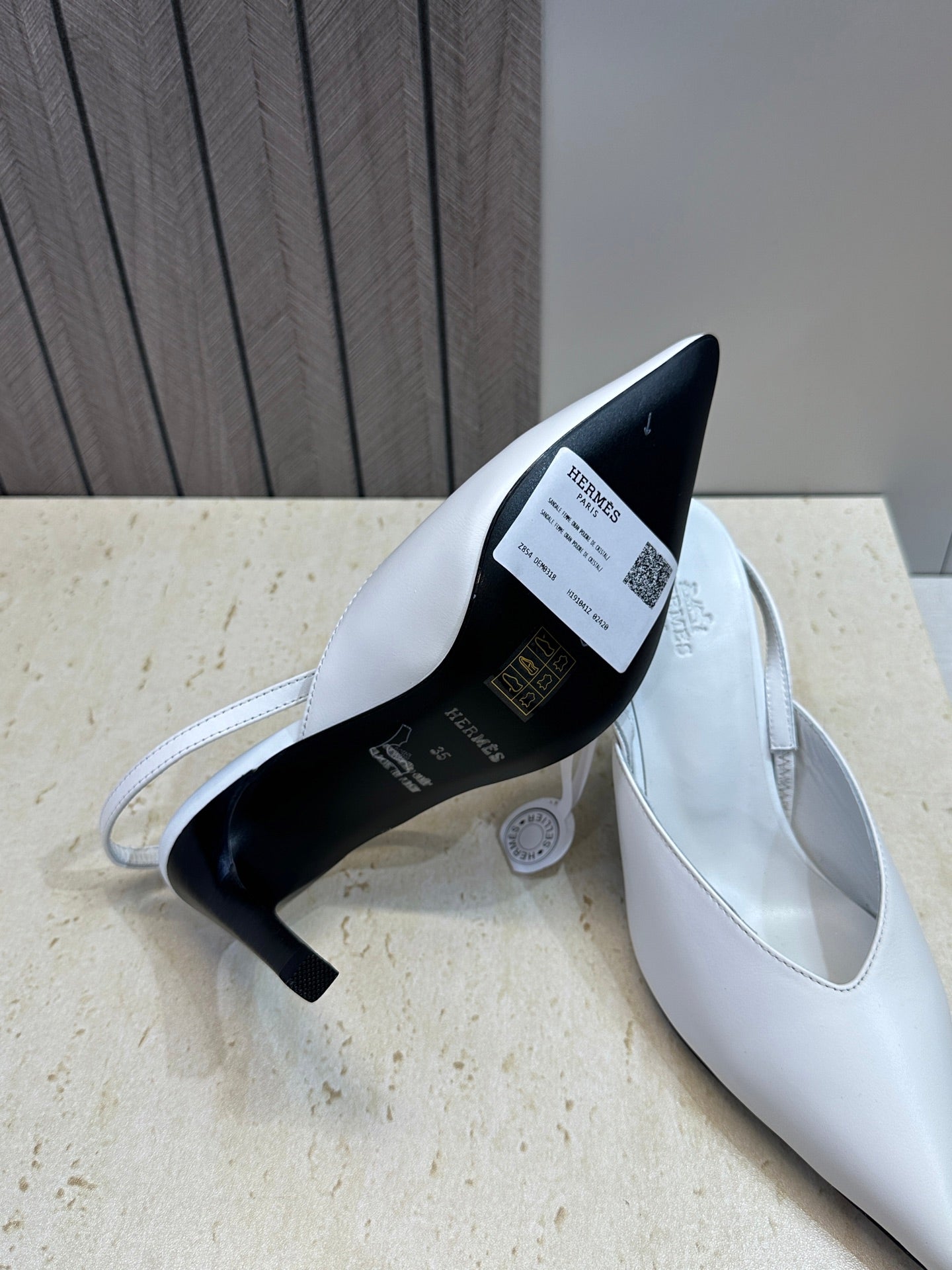 HM Nicoletta Slingback 9cm White Calfskin 830199