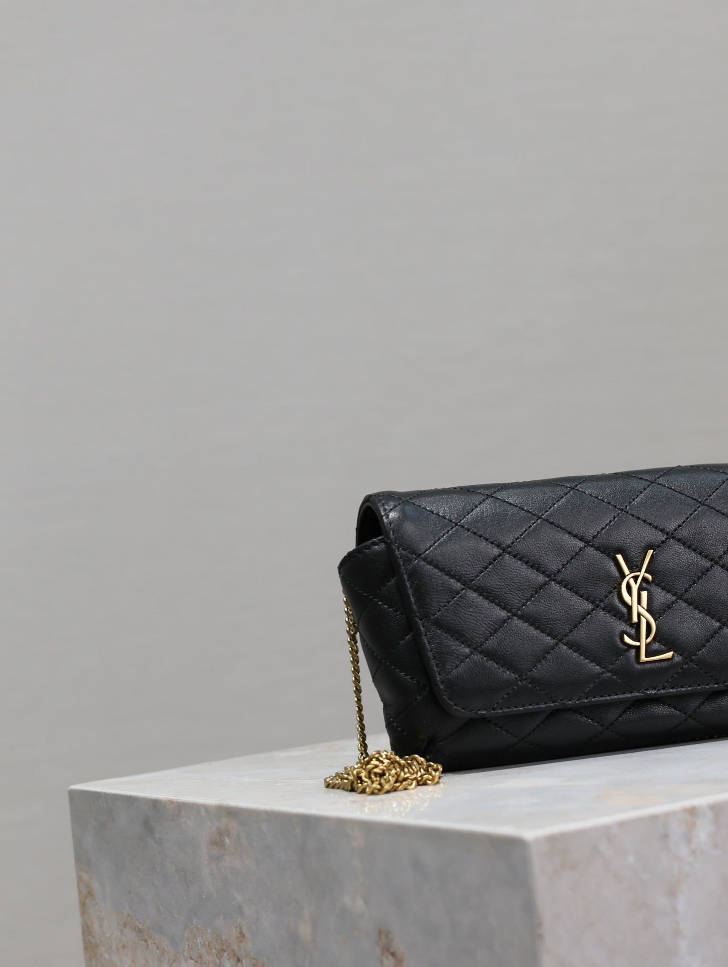 Prada Gaby Phone Bag 19cm Black Quilted Leather GHW