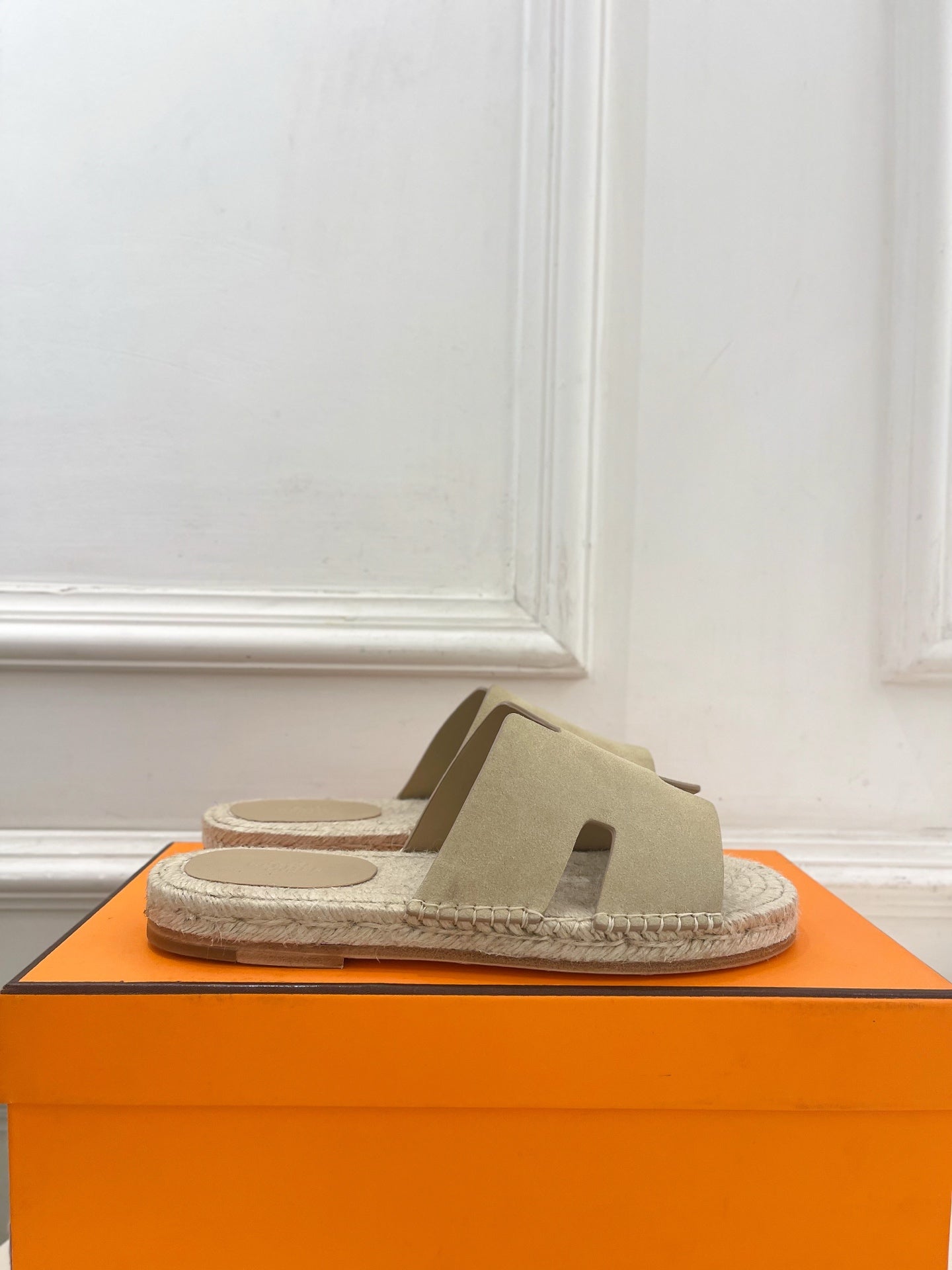HM Antigua Espadrille Beige Suede Raffia 631938