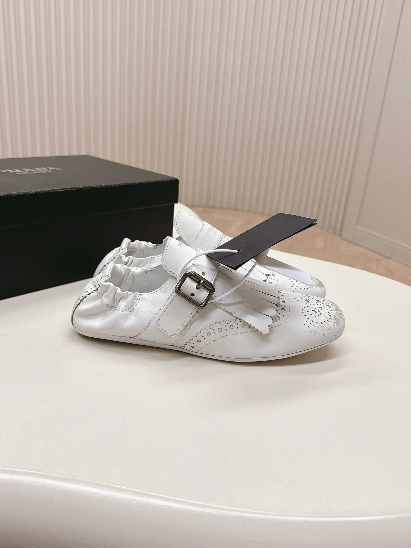 PRA 26S Ballet Flats White Calfskin 600586