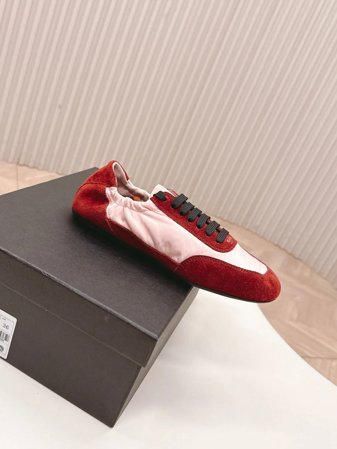 PRA 26S Sneaker Light Pink Red Suede Canvas 600603