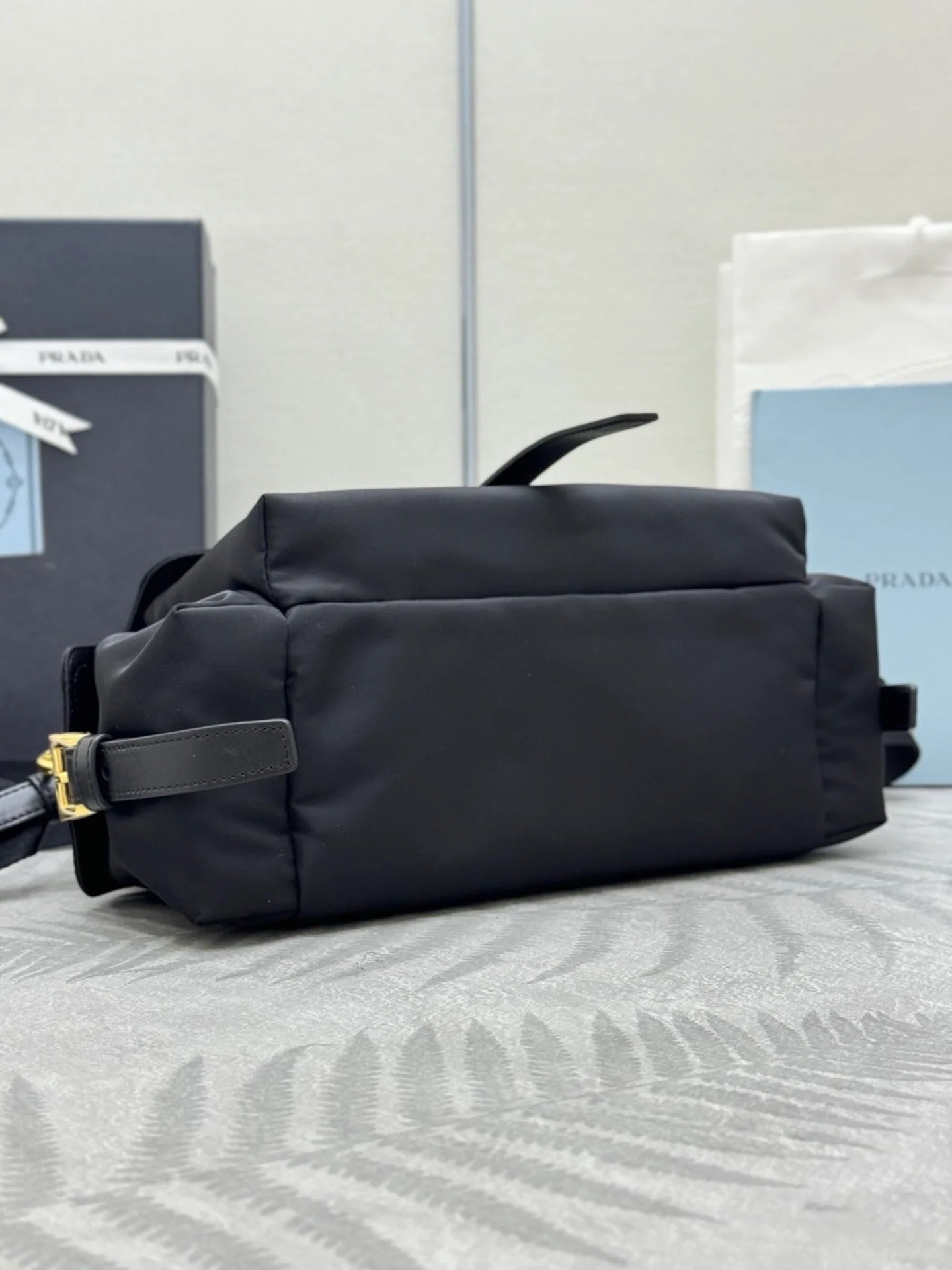 Prada 2026 Explore Shoulder Bag 30cm With Flap Black Re-Nylon