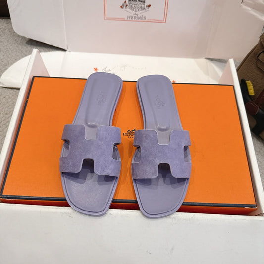 Hermes Oran Sandal Purple Suede Cowhide 598539