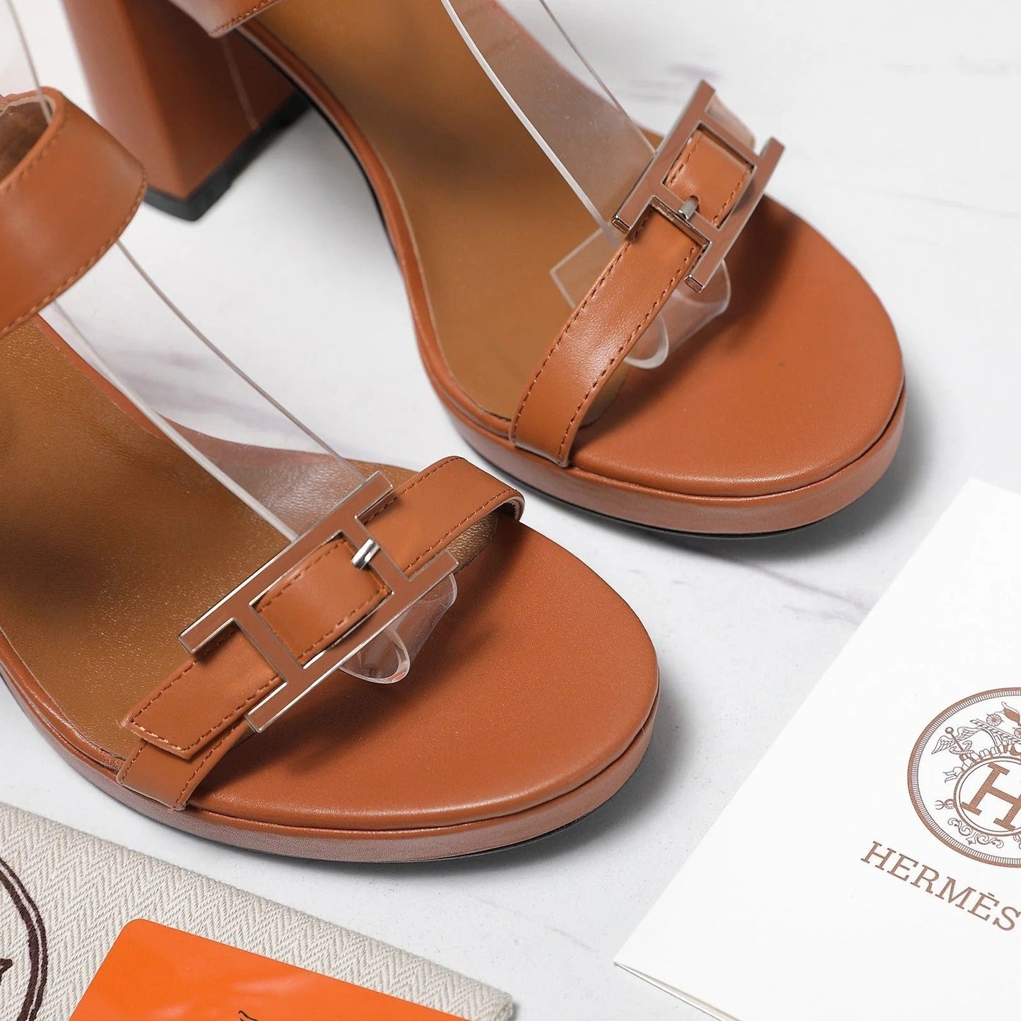 HM 26ss Platform High-Heeled Sandals Brown Sheepskin 601216