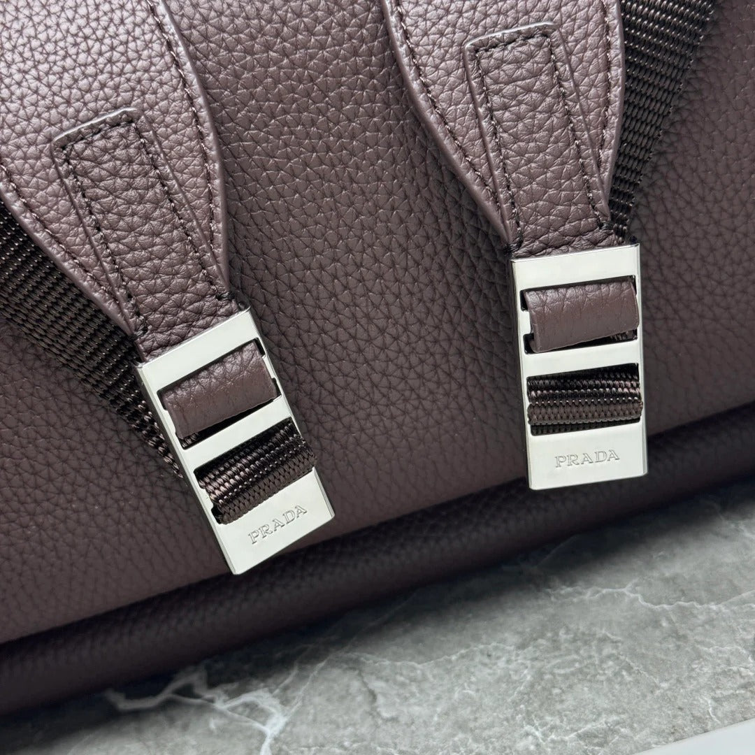 Prada 2026 Backpack Brown Black Saffiano Leather 345785
