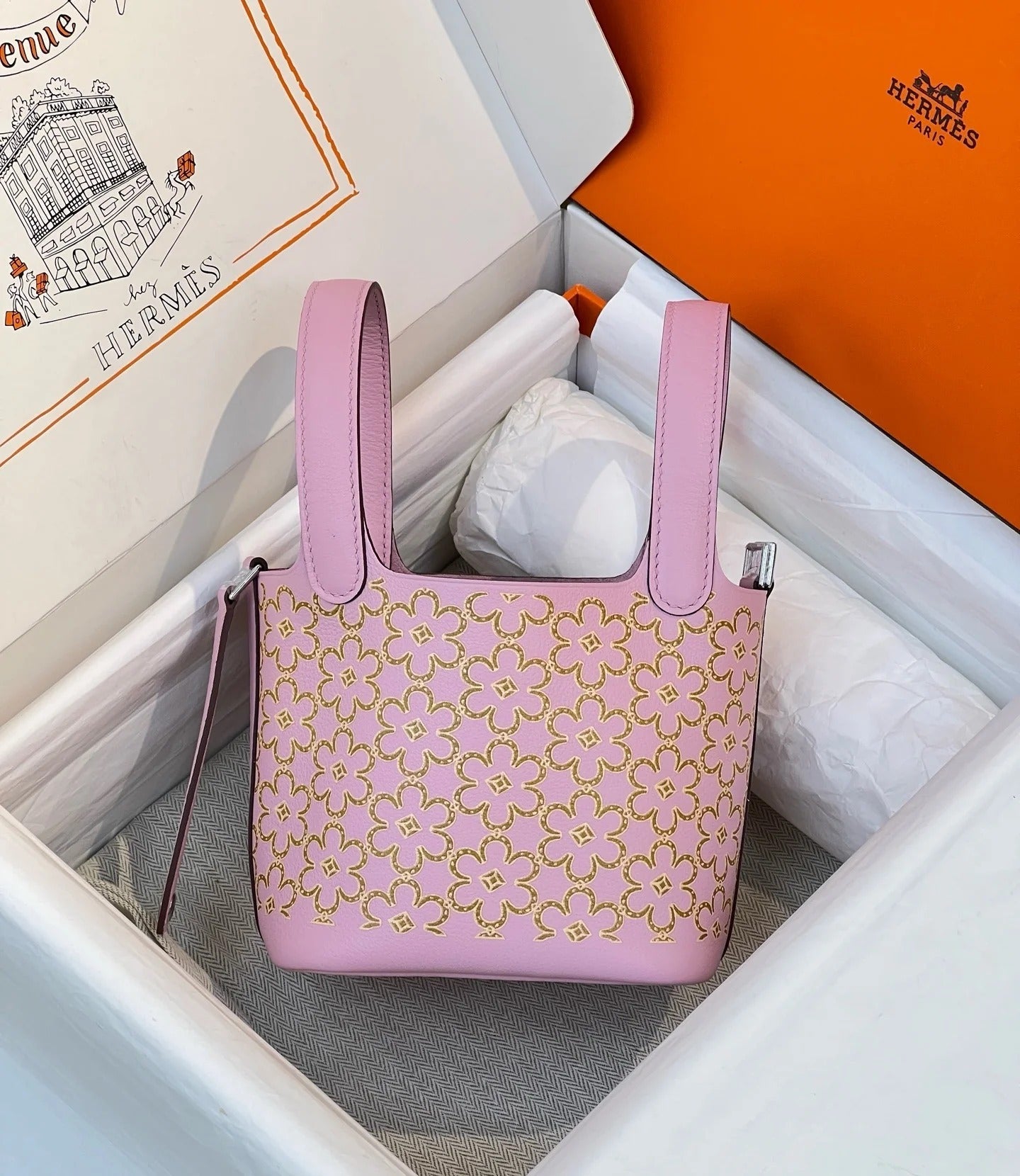 HM 2026 Picotin Lock Micro "Lucky Daisy" Bag Swift Leather