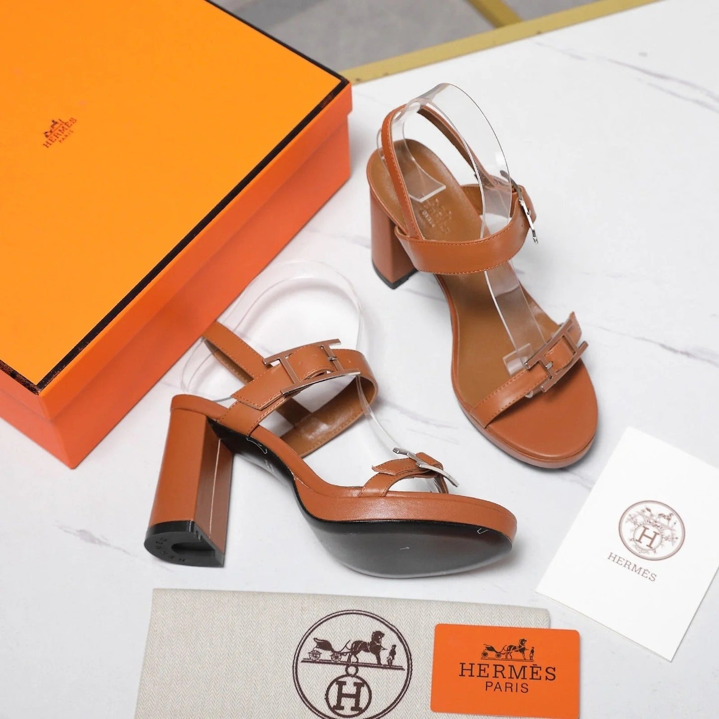 HM 26ss Platform High-Heeled Sandals Brown Sheepskin 601216