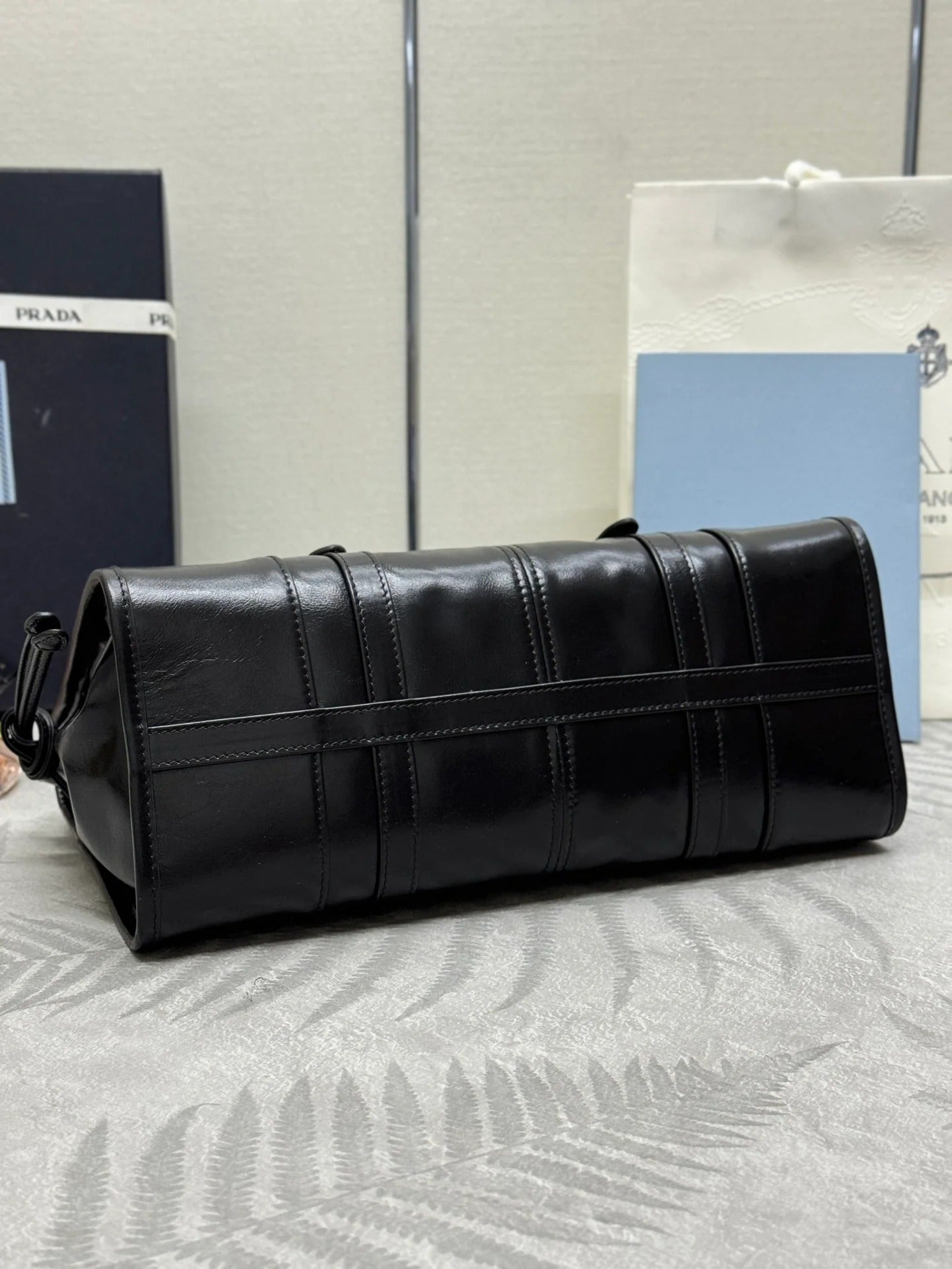 Prada 2026 Bonnie Bag 24cm Gray Leather