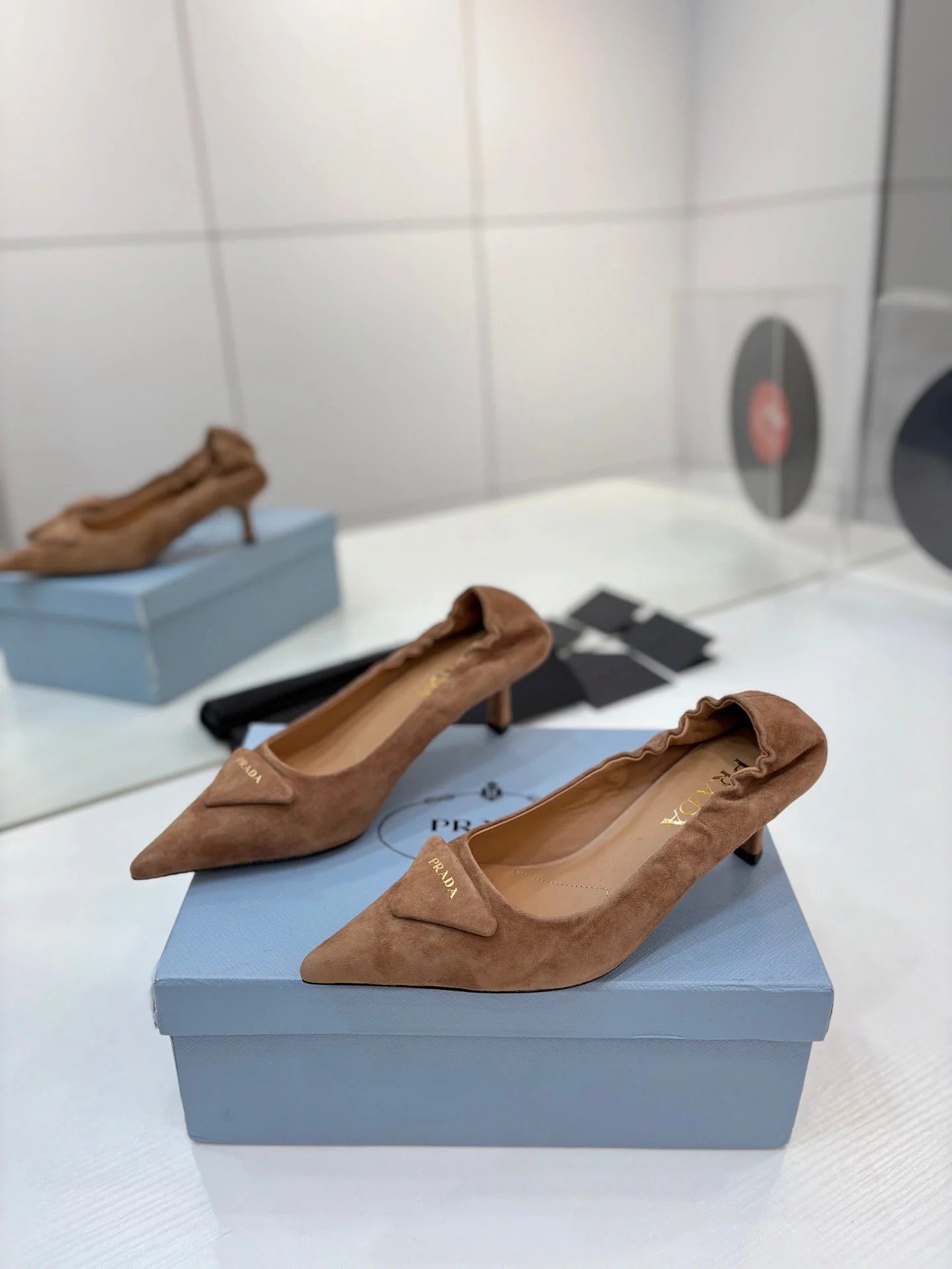 PRA 26S Pointed Toe High Heels 55 Brown Suede 627133
