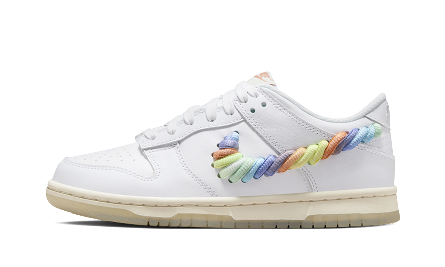 Dunk Low SE GS "Rainbow Lace Swoosh White" FN4861 100