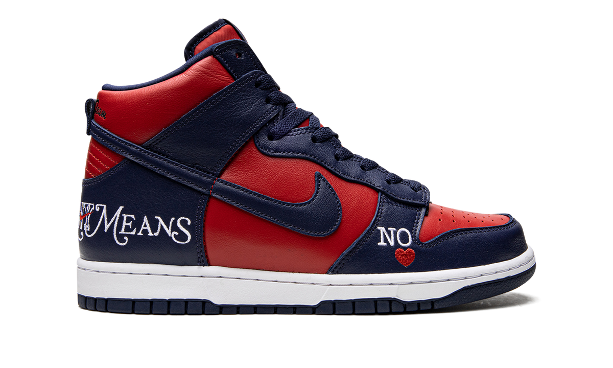 SB Dunk High "Supreme - By Any Means - Navy/Red" DN3741 600